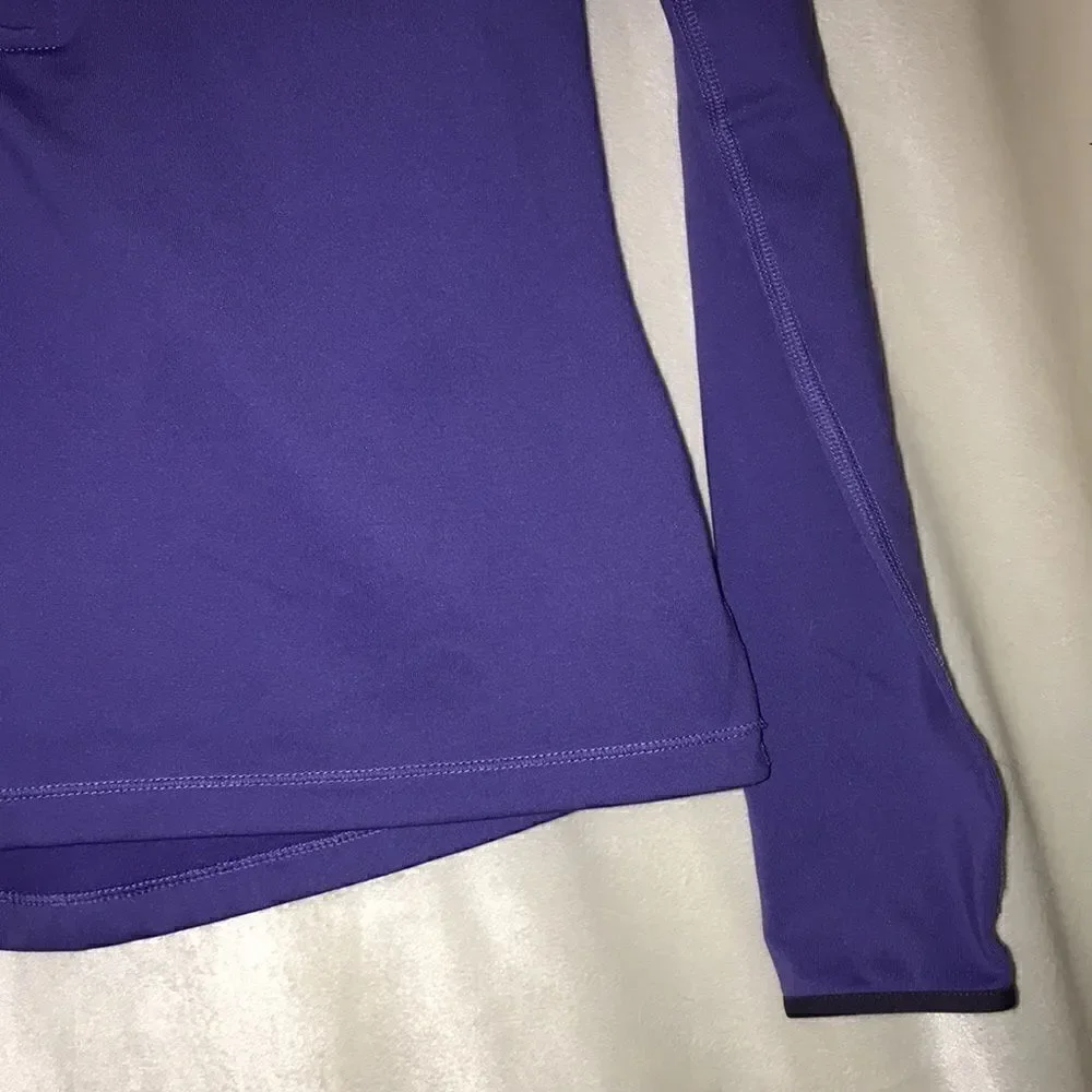 Nike Pro Dri-FIT Womens Quarter Zip Long Sleeve Mock Neck Purple Top Small